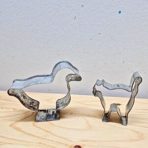 Vintage Metal Spooky Cat and Duck Cookie Cutter Set